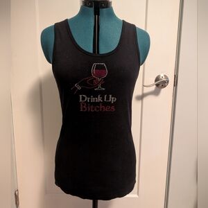 Chris's Stuff Drink Up Bitches Rhinestone Tank